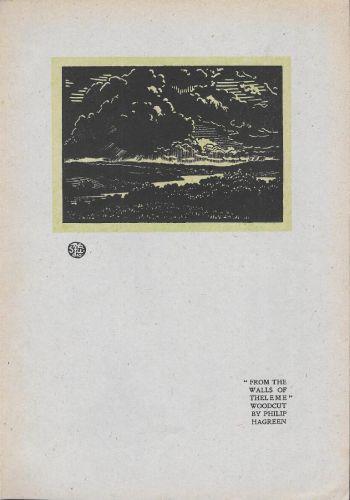 From the Walls of Theleme, woodcut by Philip Hagreen. Stampa 1921 - copertina