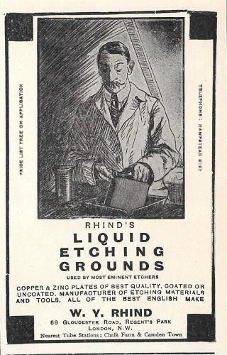 W.Y. Rhind, Liquid Etching Grounds. Advertising 1921 - copertina