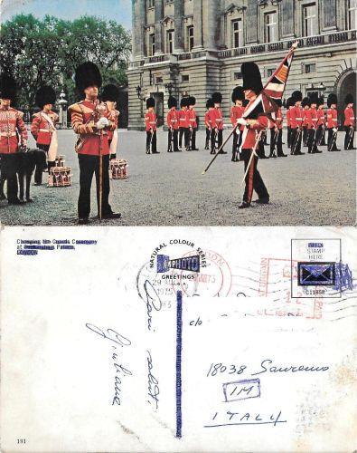 London. Changing the Guards Ceremony at Buckingham Palace. Viaggiata 1973 - copertina