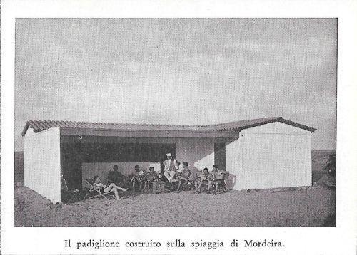 Il padiglione costruito sulla spiaggia di Mordeira (Capo Verde). Aviatori italiani. Stampa 1934 - copertina