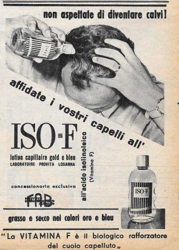 Iso-F non aspettate di diventare calvi!. Advertising 1956 - copertina