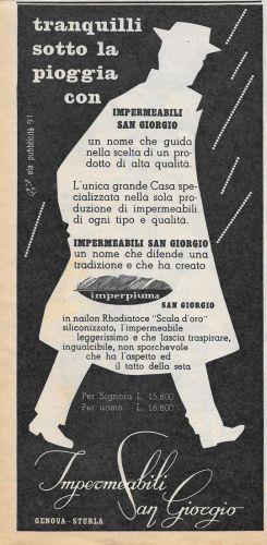 Impermeabili San Giorgio, Tranquilli sotto la pioggia. Advertising 1956 - copertina