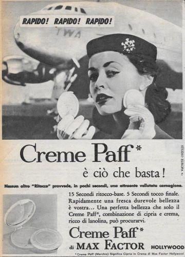 Creme Paff è ciò che basta. Max Factor. Advertising 1956 - copertina