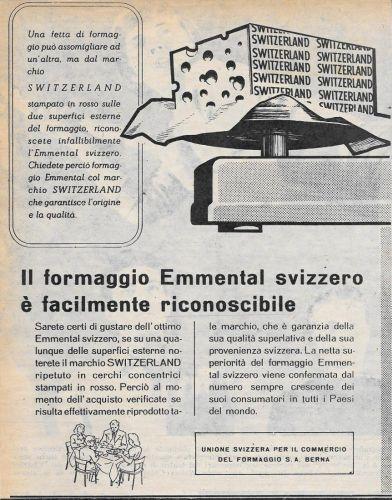 Emmental svizzero. Advertising 1956 - copertina