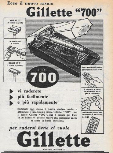 Ecco il nuovo rasoio Gillette 700. Advertising 1956 - copertina