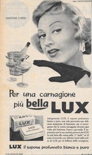 LUX per una carnagione più bella (Martin Carol). Advertising 1956 - copertina