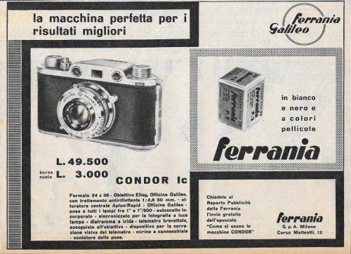 Condor Ic Ferrania Galileo. Advertising 1956 - copertina
