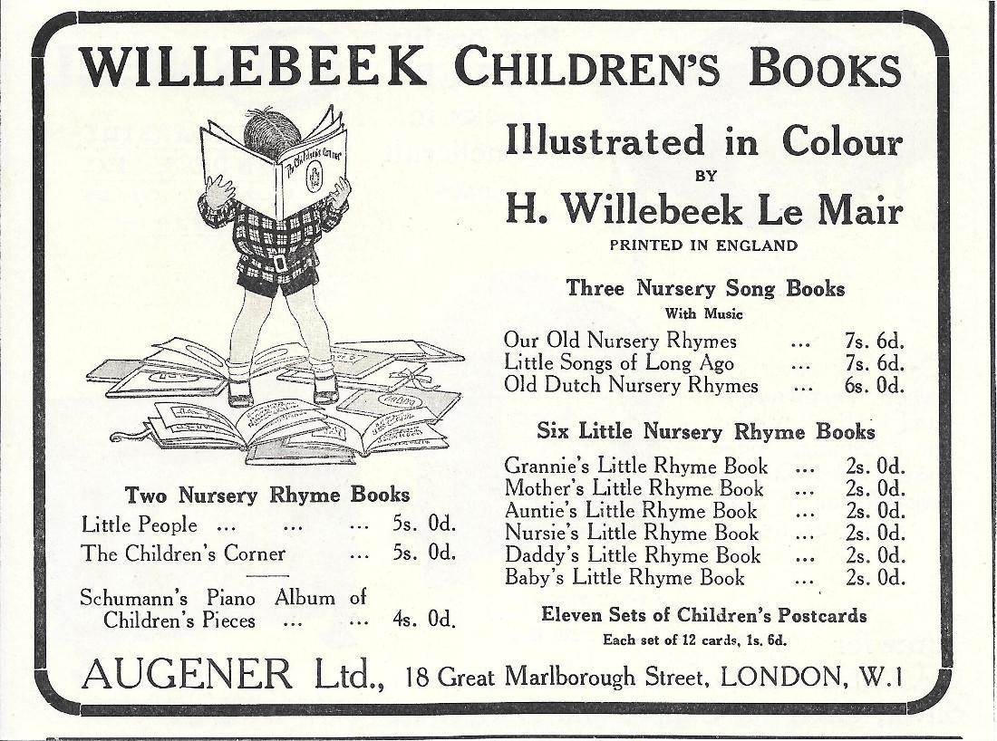 Connels cloks / Willebeek Children's Book. Advertising 1924, fronte retro