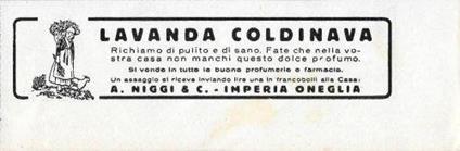 Lavanda Coldinava. A. Niggi Imperia. Advertising 1933 - copertina
