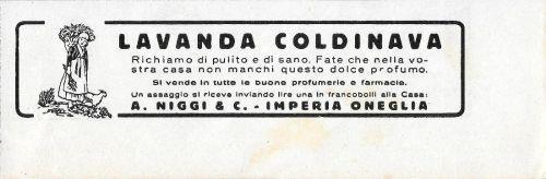Lavanda Coldinava. A. Niggi Imperia. Advertising 1933 - copertina
