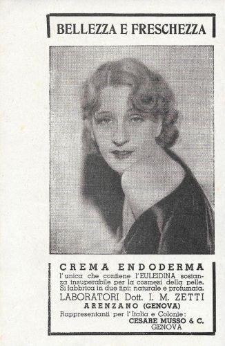 Crema Endoderma. Bellezza e freschezza. Advertising 1934 - copertina