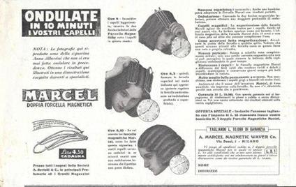 Marcel doppia forcella magnetica. Ondulate in 10 minuti i vostri capelli. Advertising 1932 - copertina
