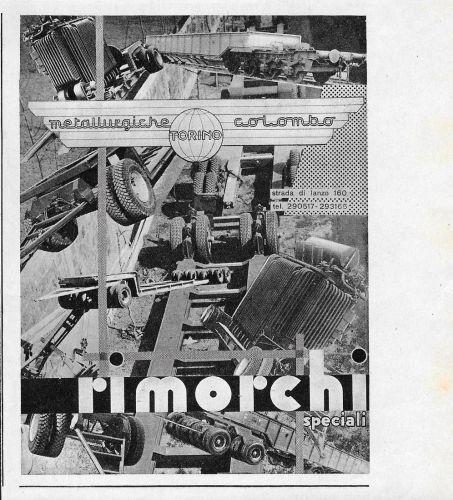 Metallurgiche Colombo. Rimorchi speciali. Advertising 1957 - copertina