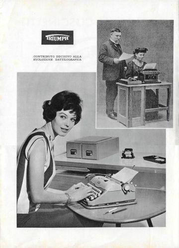 Triumph macchine da scrivere/RIV Occhio ai cuscinetti. Advertising 1959 fronte retro - copertina