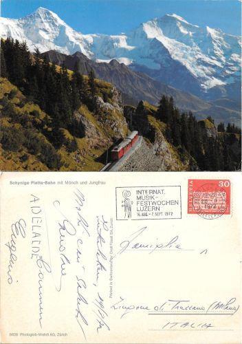 Schynige Platte-Bahn mit Monch und Jungftrau. Viaggiata 1972 - copertina