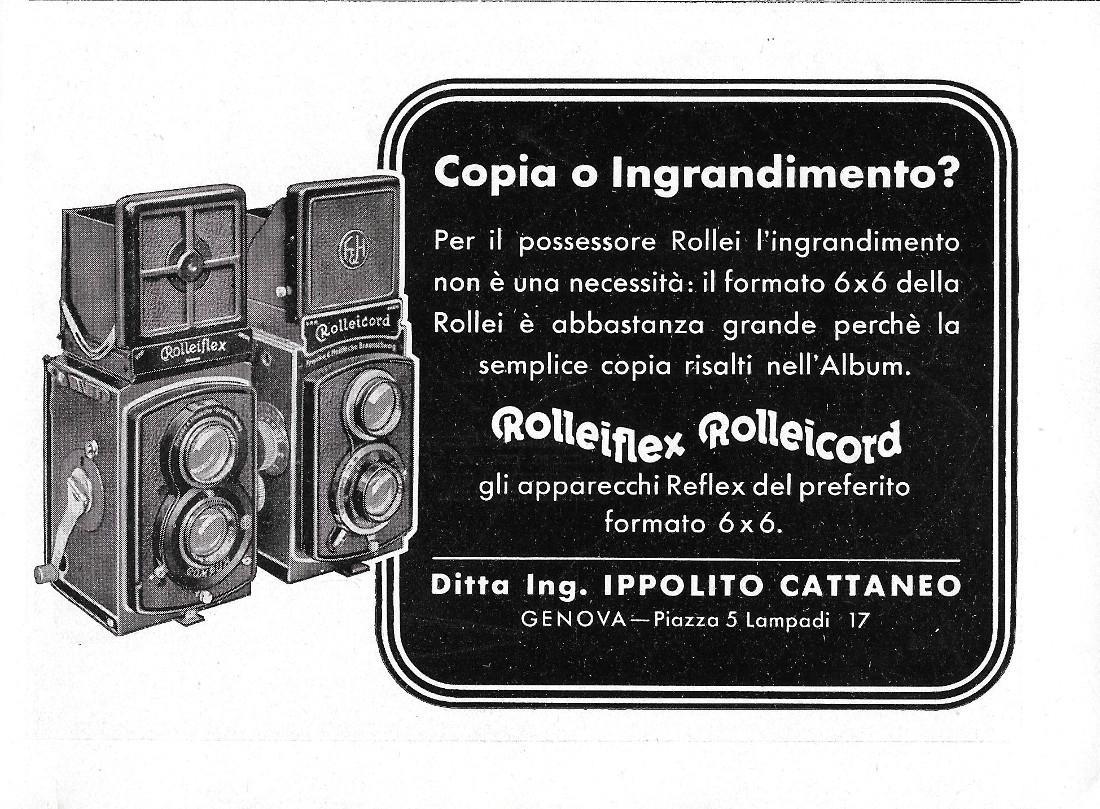 Novia Albene camicie / Rolliflex e Rolleicord. Advertising 1937 fronte retro