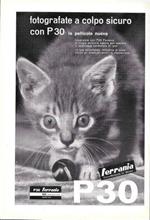Ferrania pellicola P30 / Antonio Ferretti arredamenti ufficio. Advertising 1960 fronte retro