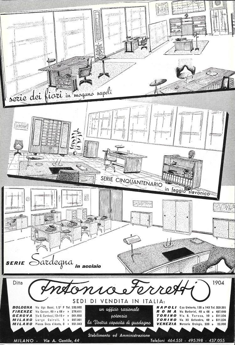 Ferrania pellicola P30 / Antonio Ferretti arredamenti ufficio. Advertising 1960 fronte retro