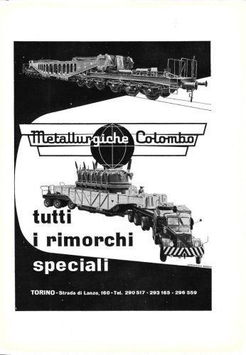 Metallurgiche Colombo Torino. Tutti i rimorchi speciali. Advertising 1960 - copertina