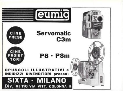 Eumig cineproiettori, cineprese. Advertising 1960 - copertina