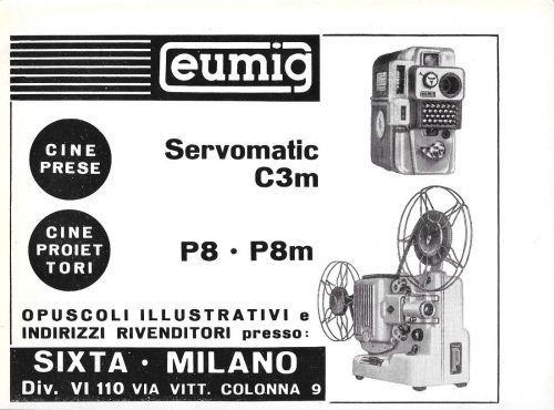 Eumig cineproiettori, cineprese. Advertising 1960 - copertina