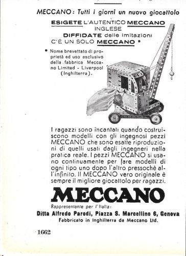 Meccano, tutti i giorni un giocattolo. Advertising 1960 - copertina