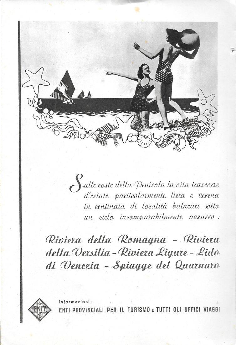 Gran Premio Sarti è il più fine dei cognac / Enit coste della penisola. Advertising 1942 fronte retro
