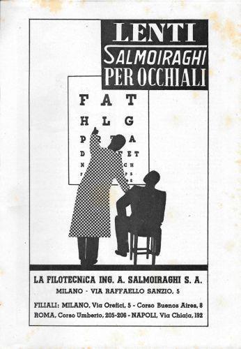 Lenti Salmoiraghi per occhiali. Advertising 1941 - copertina