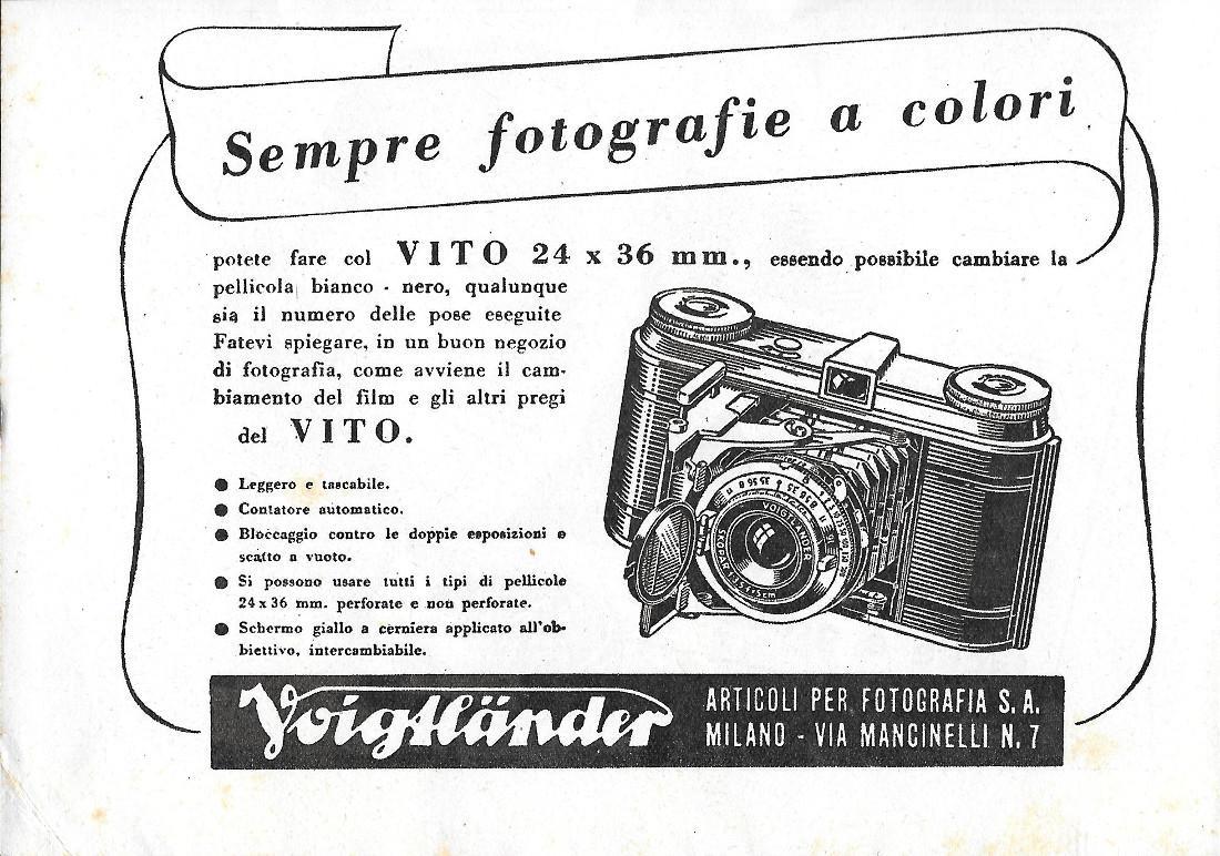 Nivea / Vito 24x36 Voigtlander. Advertising 1941 fronte retro