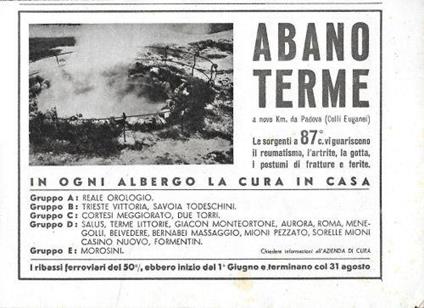 Abano Terme. In ogni albergo la cura in casa. Advertising 1941 - copertina
