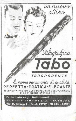 Stilografica Tabo trasparente. Advertising 1941 - copertina