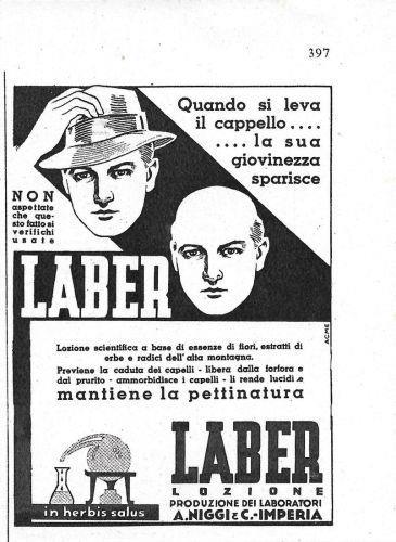 Lozione Laber. A. Niggi, Imperia. Advertising 1941 - copertina