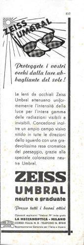 Zeiss Umbral. Neutre e graduate. Advertising 1941 - copertina