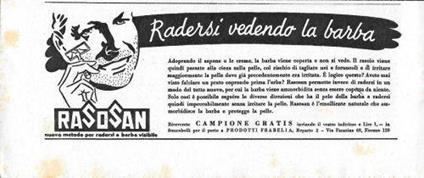Rasosan. Radersi vedendo la barba. Advertising 1941 - copertina