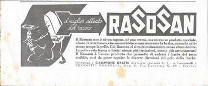 Rasosan. Il miglior alleato del rasoio. Advertising 1941 - copertina