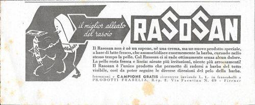 Rasosan. Il miglior alleato del rasoio. Advertising 1941 - copertina