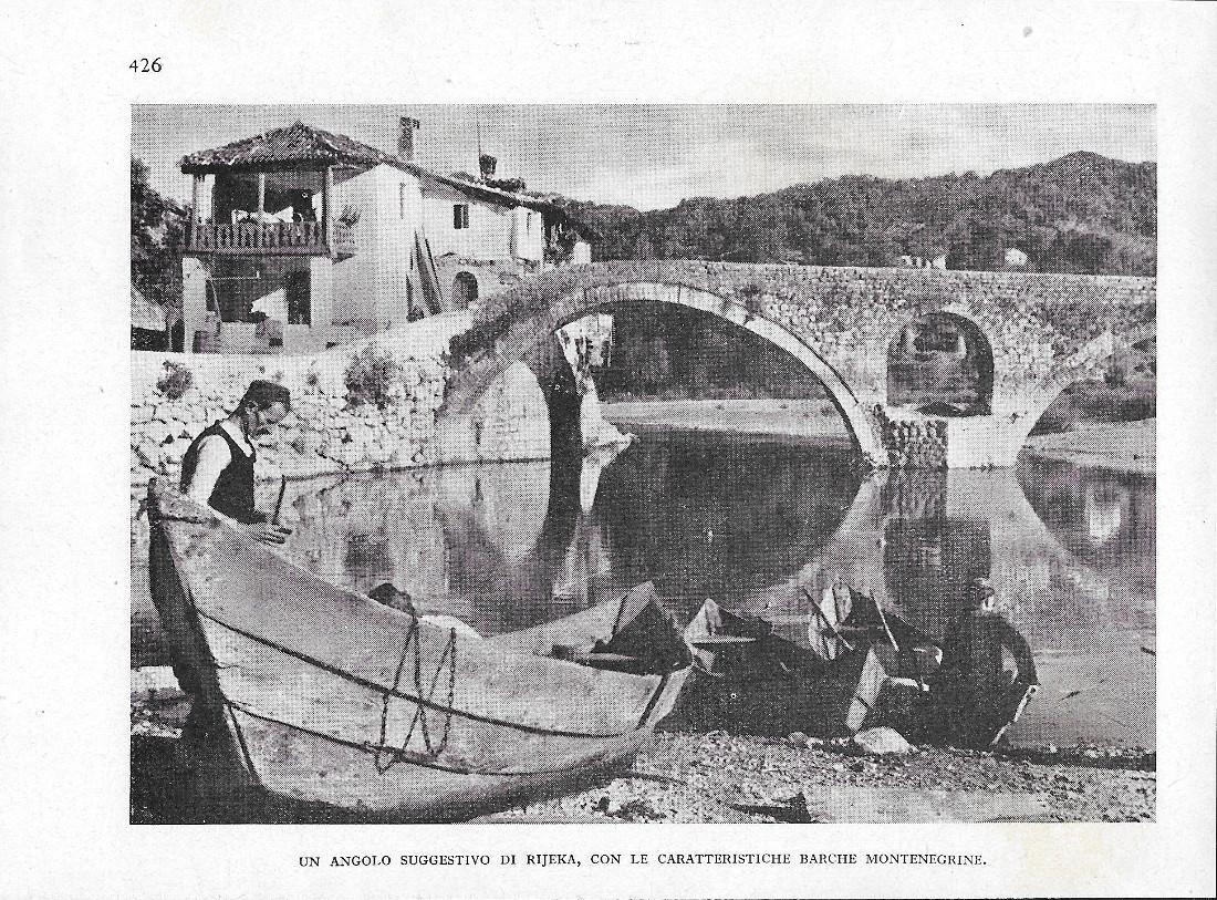 Montenegro. Le cime del monte Kom / Un angolo suggestivo di Rijeka. Stampa1941 fronte retro