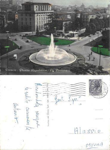 Brescia. Piazza della Repubblica. La fontana. Viaggiata 1959 - copertina