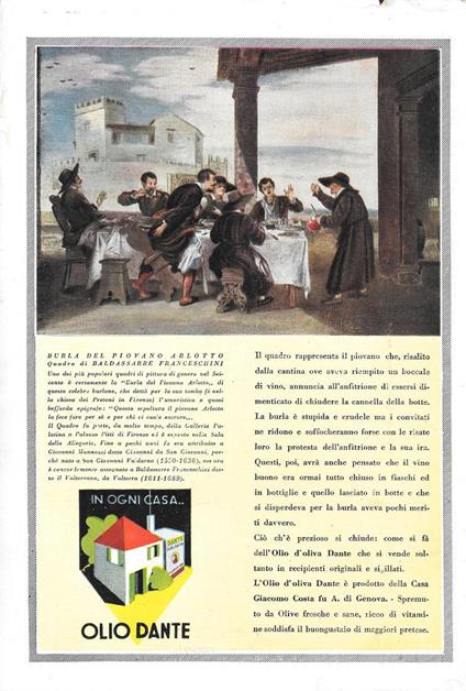 Olio Dante. Advertising 1937 - copertina