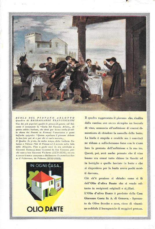 Olio Dante. Advertising 1937 - copertina