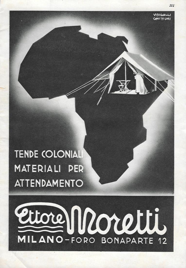Lo zucchero è il miglior alleato dello sportivo/Tende Moretti. Advertising 1937 fronte retro