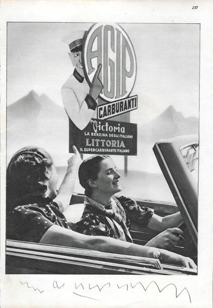 Agip carburanti/Crociere Italia di Navigazione. Advertising 1937 fronte retro - copertina