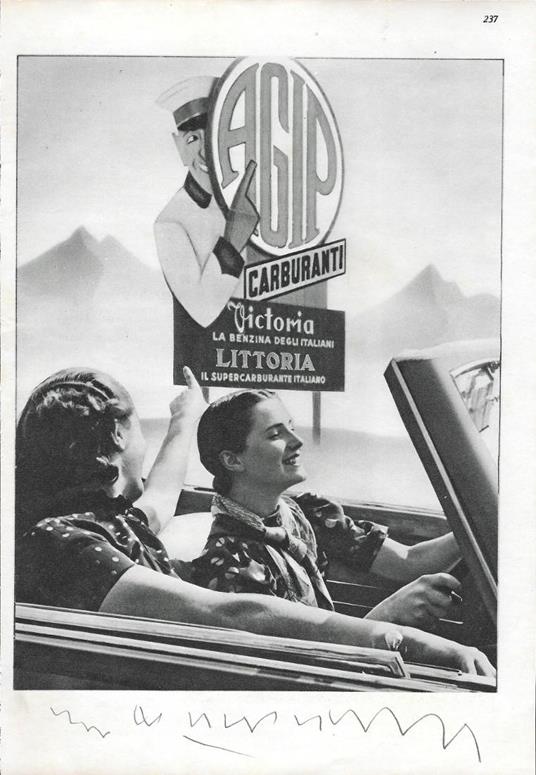 Agip carburanti/Crociere Italia di Navigazione. Advertising 1937 fronte retro - copertina