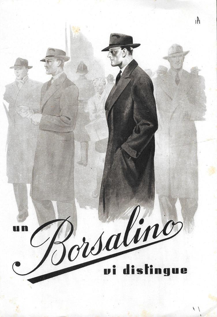 Impermeabili Pirelli/Borsalino si distingue. Advertising 1937 fronte retro
