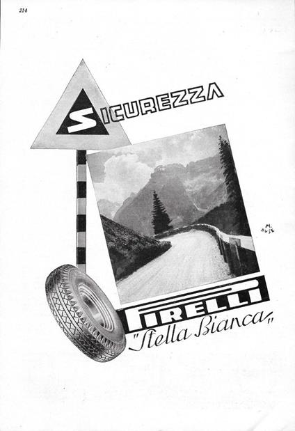 Sicurezza. Pirelli Stella Bianca/Cordial Campari. Advertising 1942 fronte retro - copertina