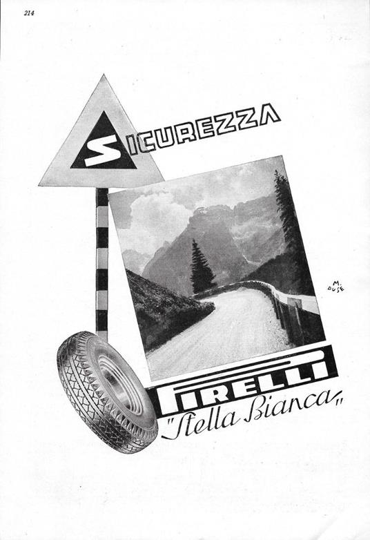 Sicurezza. Pirelli Stella Bianca/Cordial Campari. Advertising 1942 fronte retro - copertina