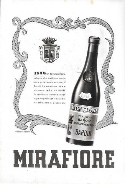 Barolo Mirafiore. Advertising 1942 - copertina