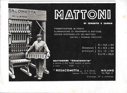 Mattoniere Rosacometta. Advertising 1942 - copertina