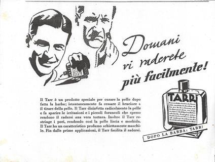 Tarr. Domani vi raderete più facilmente. Advertising 1942 - copertina