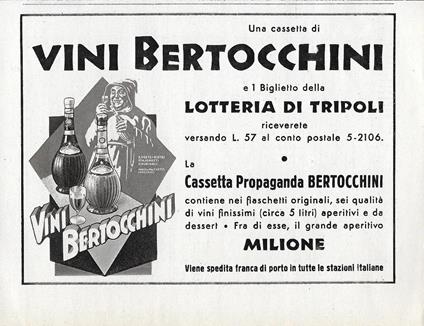 Vini Bertocchini. Advertising 1942 - copertina